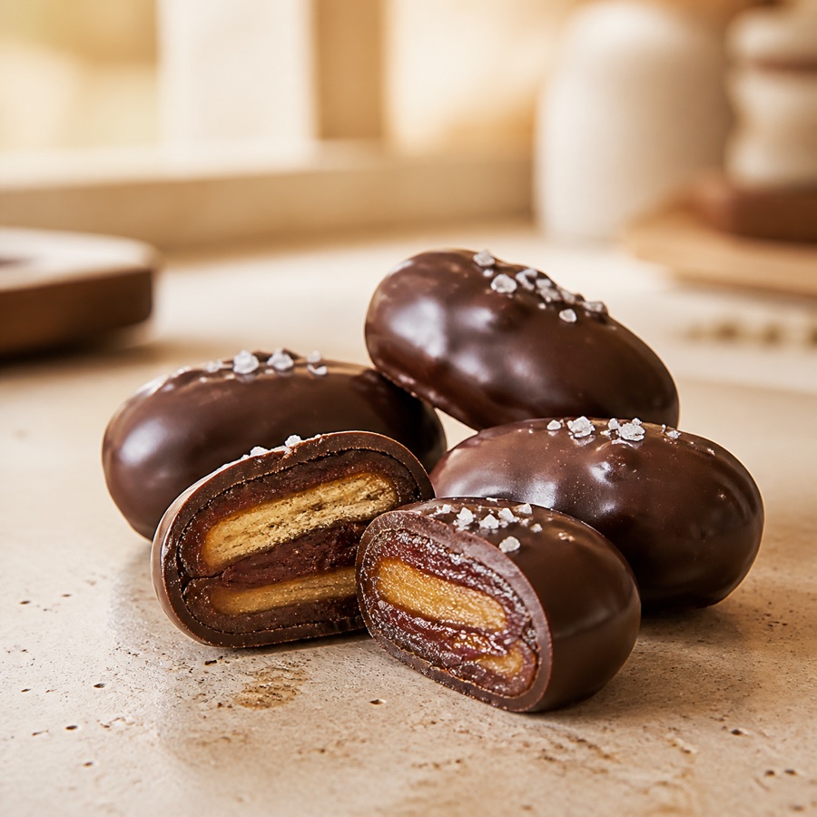 Dátiles SONMI con chocolate amargo y terminación artesanal